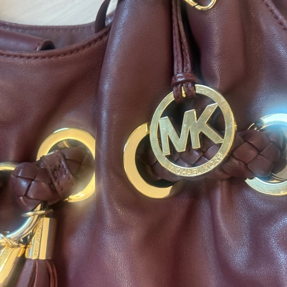 Michael Michael Kors Elegant Burgundy Braided Handle Bag - Picture 6 of 9